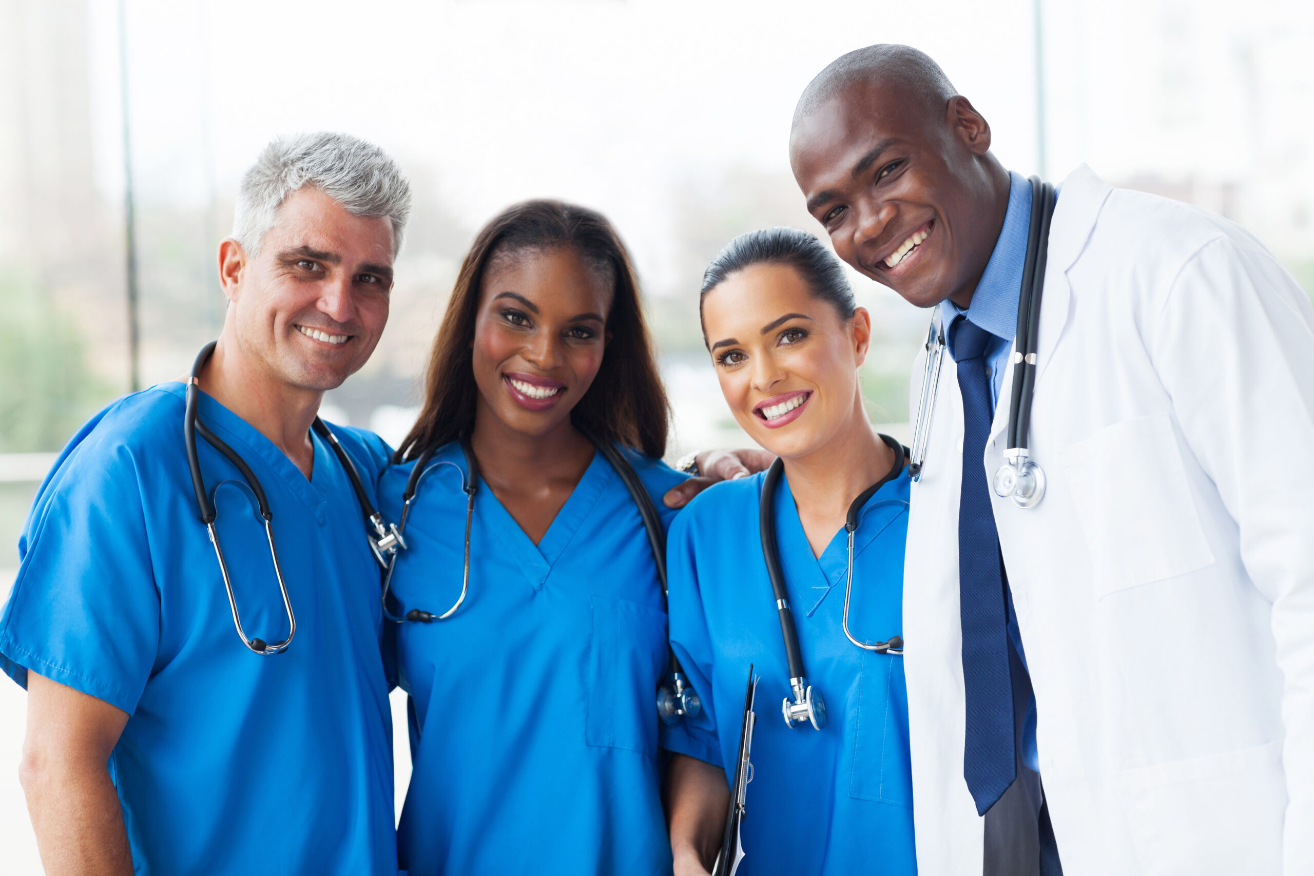 group of multiracial medical team in hospital