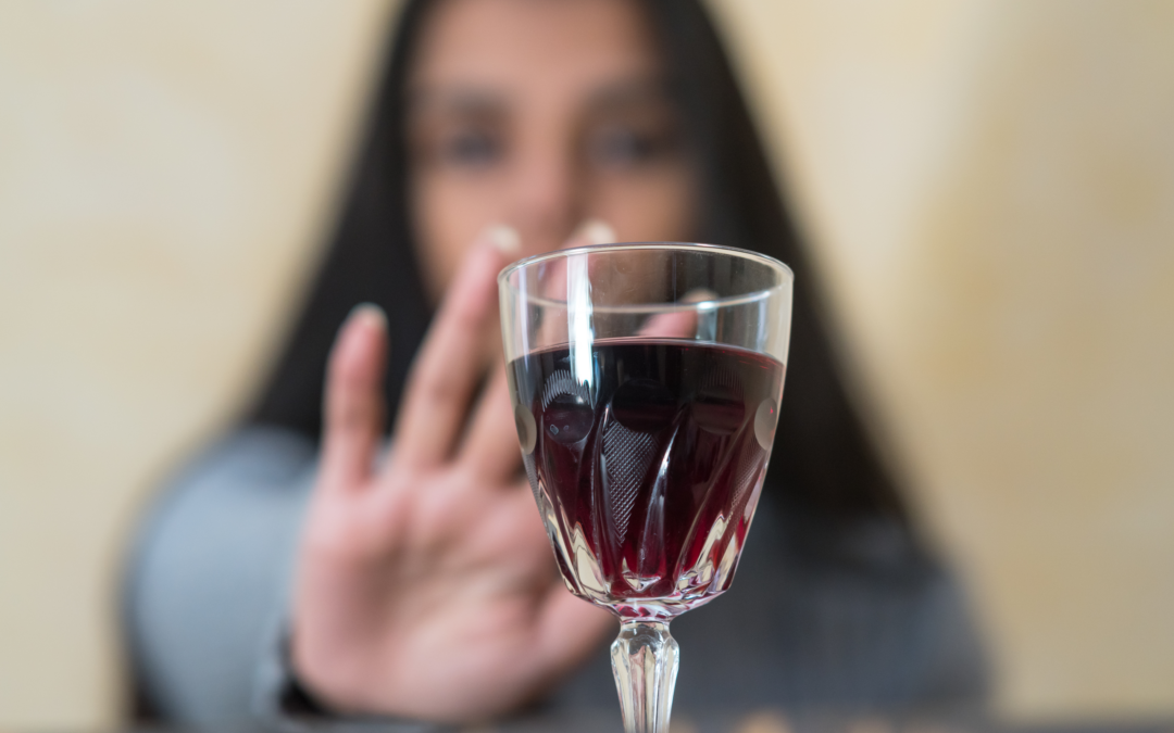 lady with red wine glass