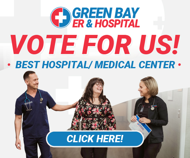 GB_DigitalAds_VoteForUs_Apr2026_300x250 An image of Green Bay ER & Hospital staff encouraging people to vote for this facility as Best Hospital/Medical Center.